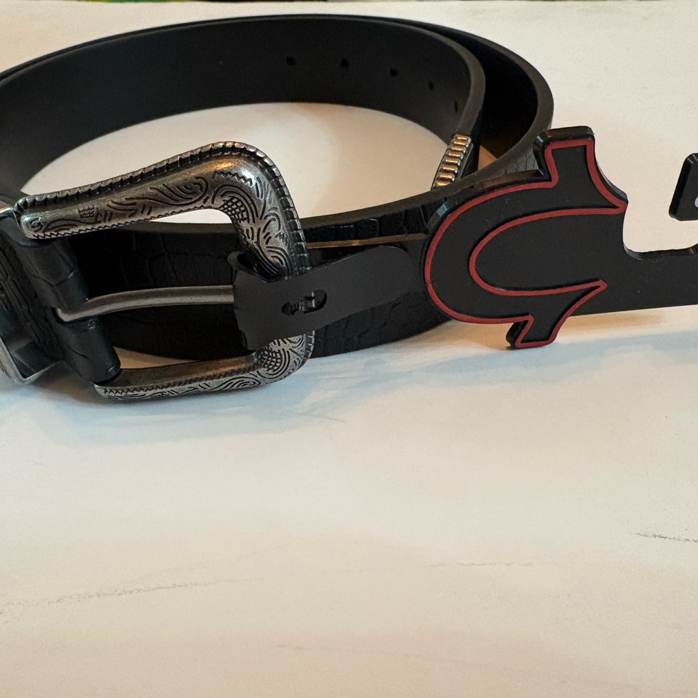 True Religion Palomo Belt ~ Black Alligator Print | Men's 32 *NWT